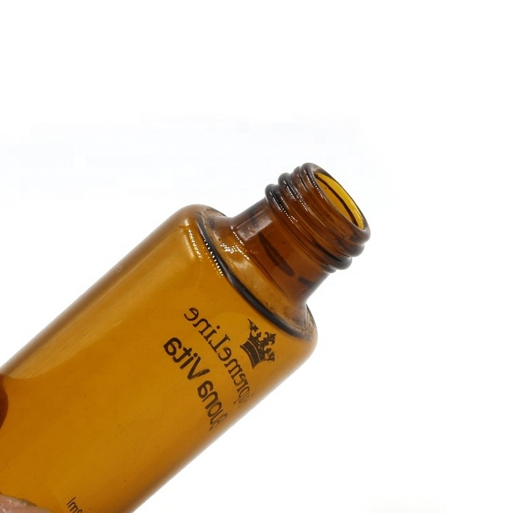 High Quality Amber Cosmetic Oil Serum  5ml 15ml 10ml 20ml Tube Glass Bottle with Aluminum Pressure Pump Dropper