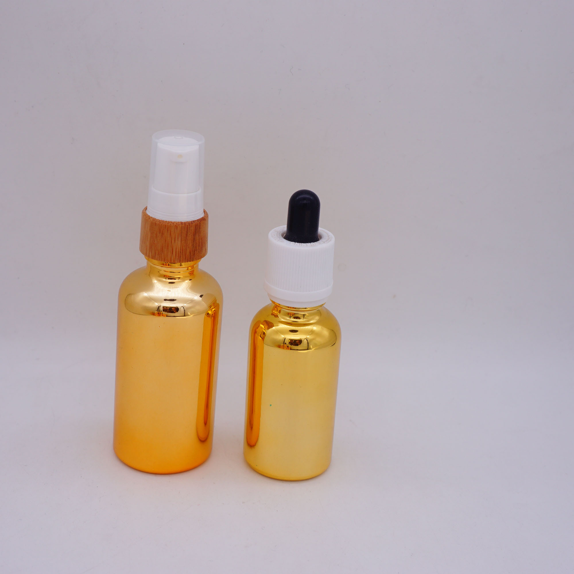 30ml gold cosmetic glass 60 ml bottle with pumper