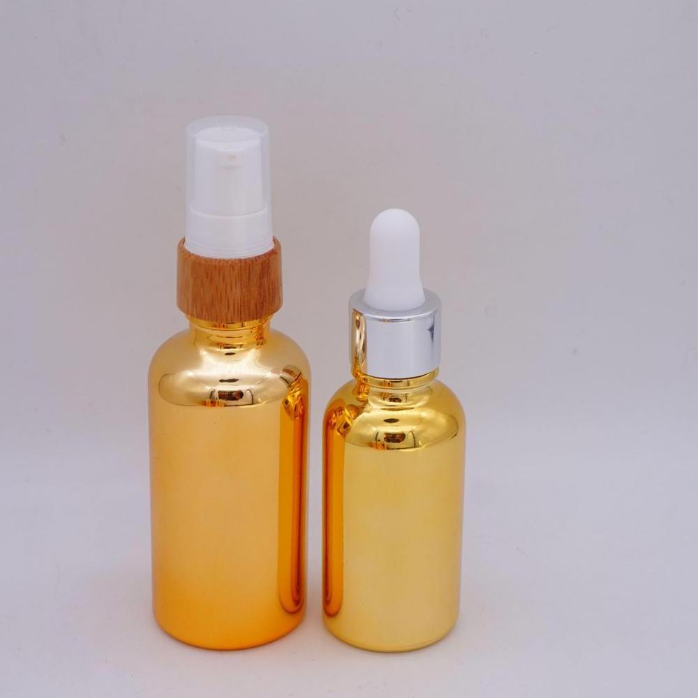 30ml gold cosmetic glass 60 ml bottle with pumper