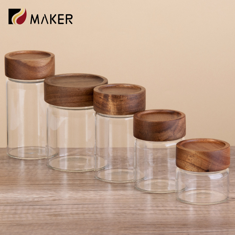 Wholesale High Quality Custom Color Borosilicate Food 3 Pcs Set Lid Stopper Spice Glass Storage Mason Jar For Honey Spice Sauces