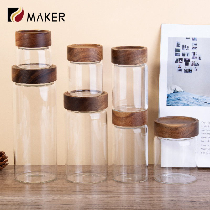 Wholesale High Quality Custom Color Borosilicate Food 3 Pcs Set Lid Stopper Spice Glass Storage Mason Jar For Honey Spice Sauces