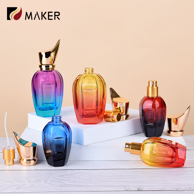 High Quality Luxury Crimp Flocking Empty Glass Parfum Bottle 30ml 50ml 100ml Beautiful Perfume Bottle With Box Custom