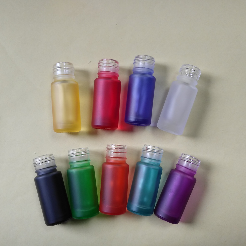 Hot Sale 5ml Rainbow Matt Colored Roll On Bottle Frosted Glass Bottle With Steel Glass Roller And Brushed Aluminum Cap