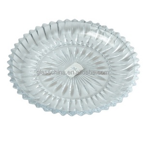 embossed round wholesale wedding home serving  charger plates clear glass plate for dinner desserts