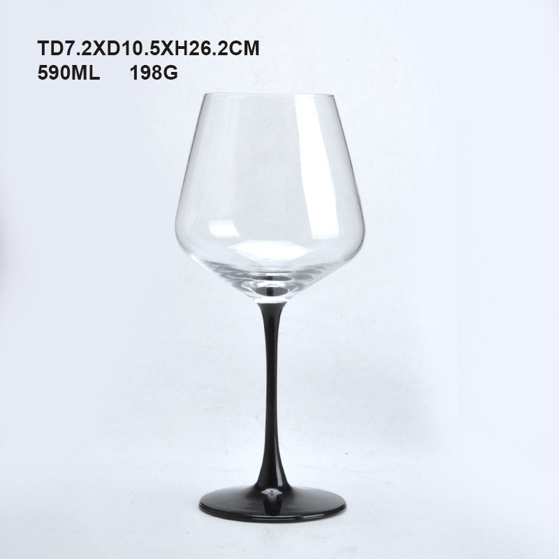 15.8 oz transparent clear red wine glass cup long stem water wine goblet with black printing