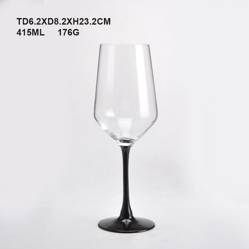 15.8 oz transparent clear red wine glass cup long stem water wine goblet with black printing