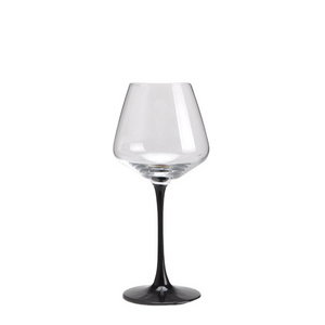 15.8 oz transparent clear red wine glass cup long stem water wine goblet with black printing