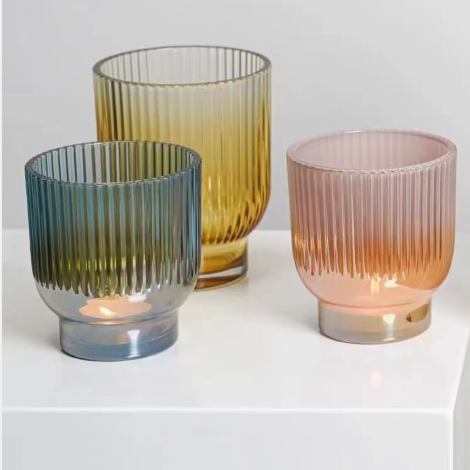 New style Luxury custom  heat resistant iridescence colored  candle holder big empty glass candle jar for Candle Making