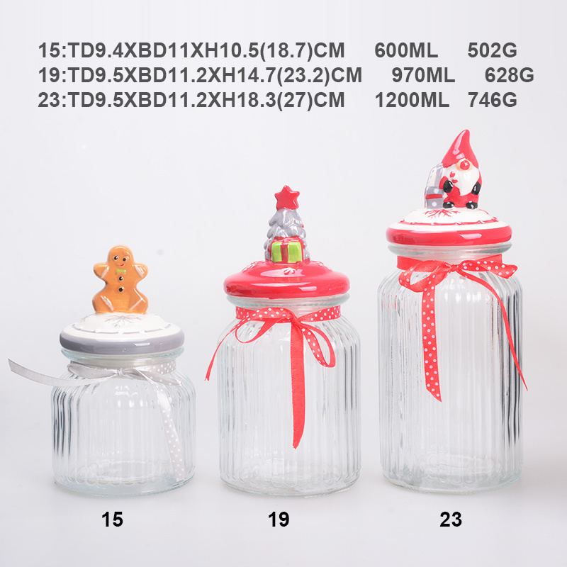 Christmas Cookie Candy Packaging Pumpkin Shaped Food Storage Container Soda-lime Glass Jar With ceramic  Lid