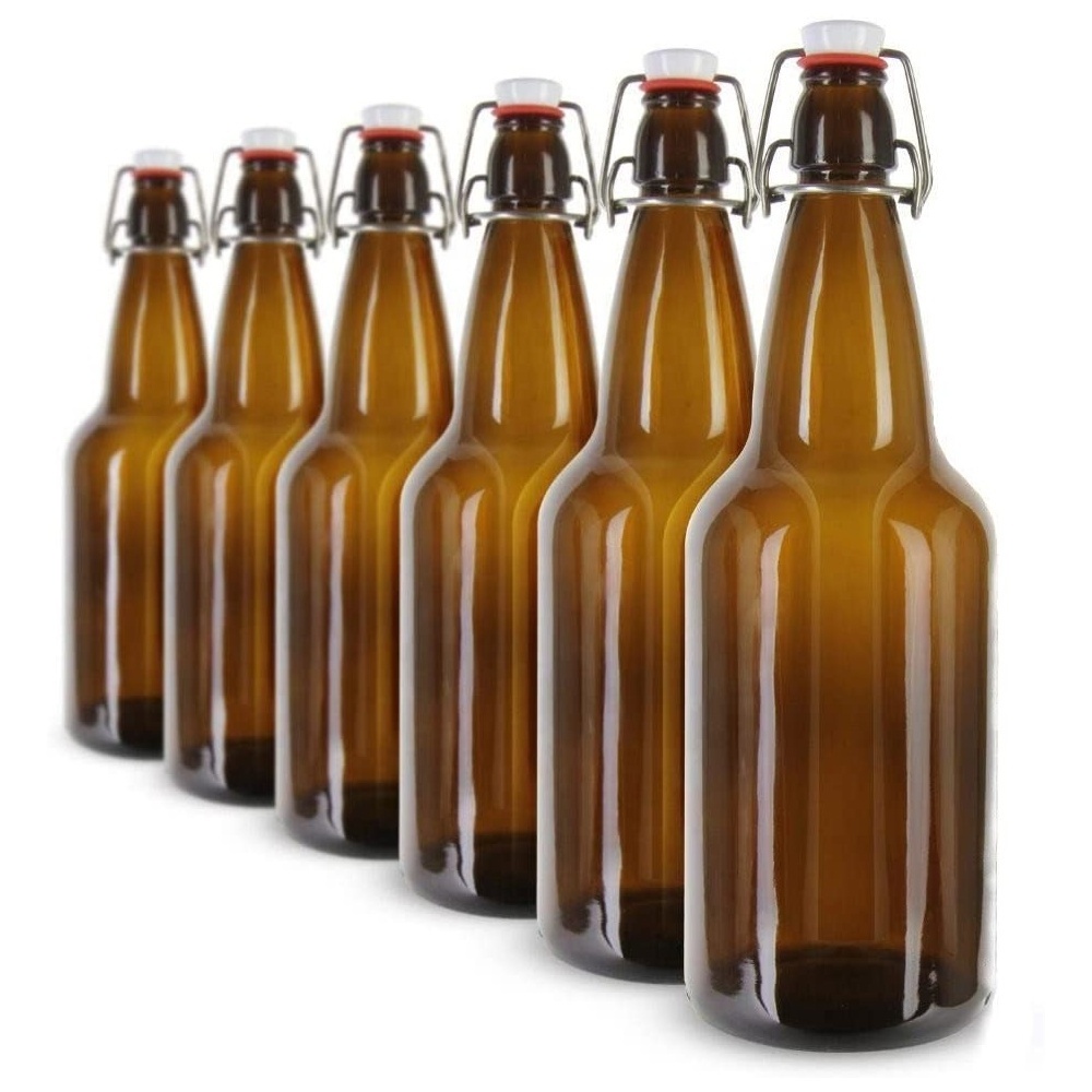 Amber 330ml 500ml 750ml 1000ml 16oz 32oz swing top growlers glass beer bottle