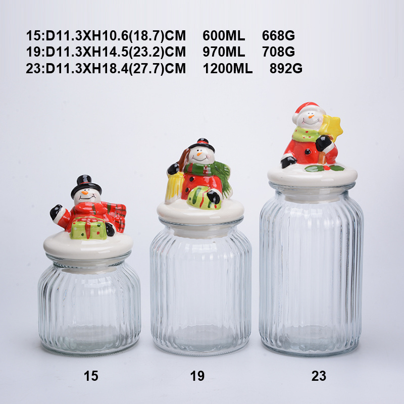 Christmas Cookie Candy Packaging Pumpkin Shaped Food Storage Container Soda-lime Glass Jar With ceramic  Lid