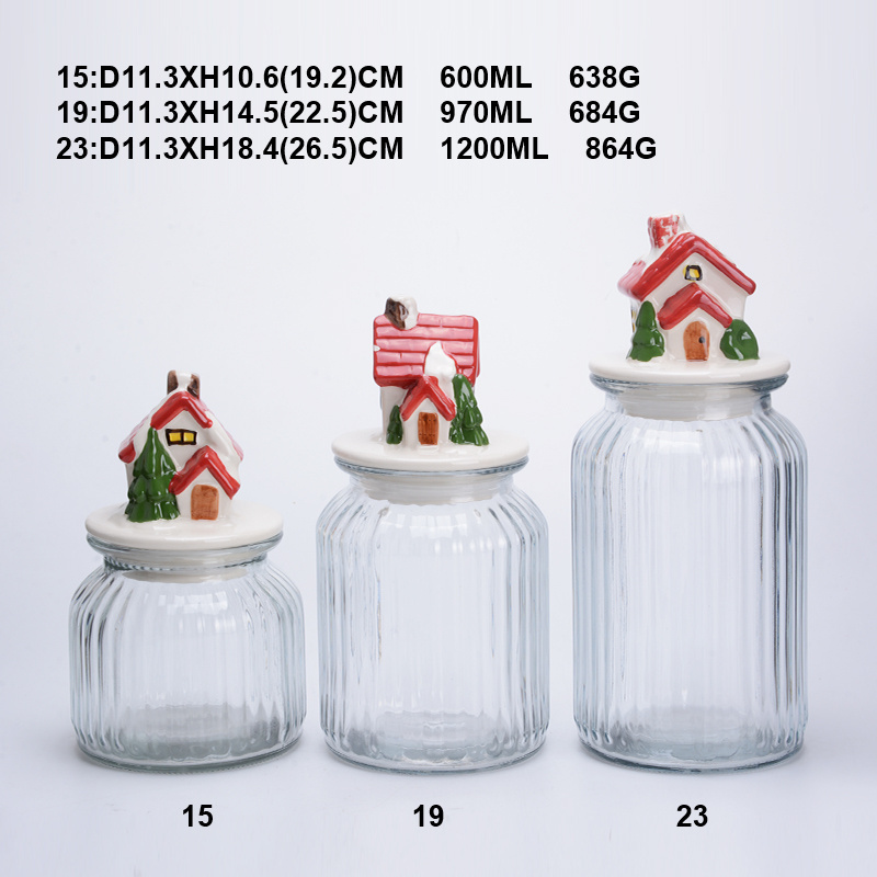 Christmas Cookie Candy Packaging Pumpkin Shaped Food Storage Container Soda-lime Glass Jar With ceramic  Lid