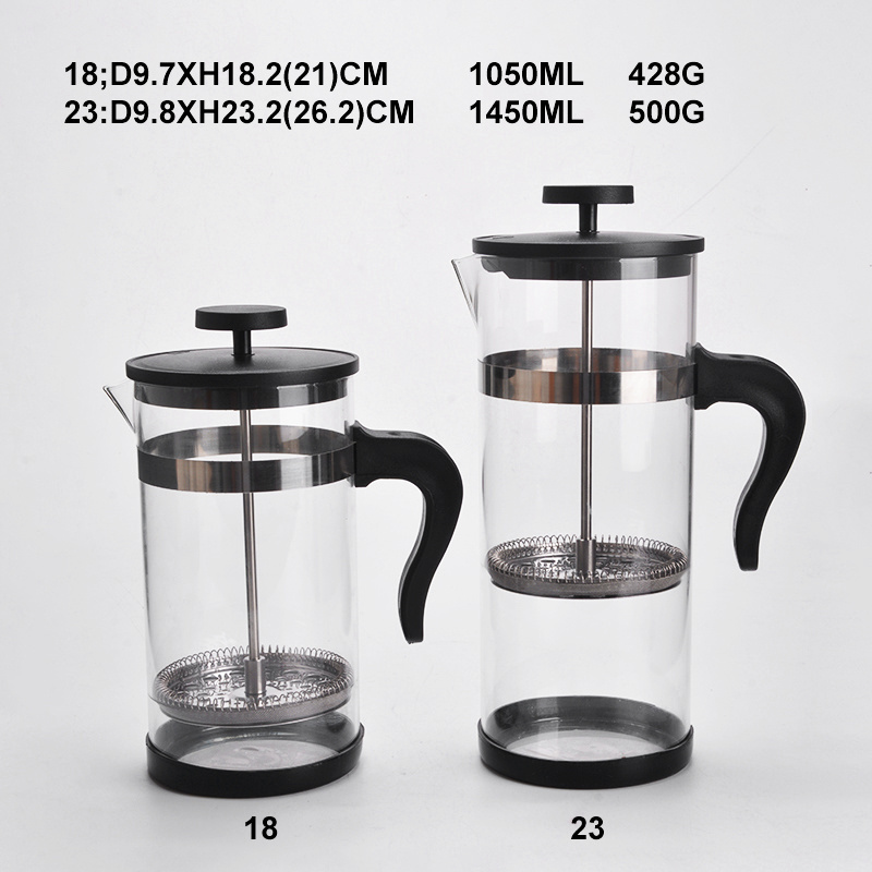 Heat Resistant Glass Black/Copper/Silver French Press Coffee And Tea Maker 304 Stainless Steel Coffee Press with 4 FilterScreens