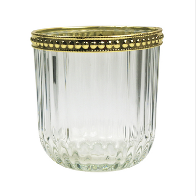 Factory  custom ribbed glass cup votive glass candle holder