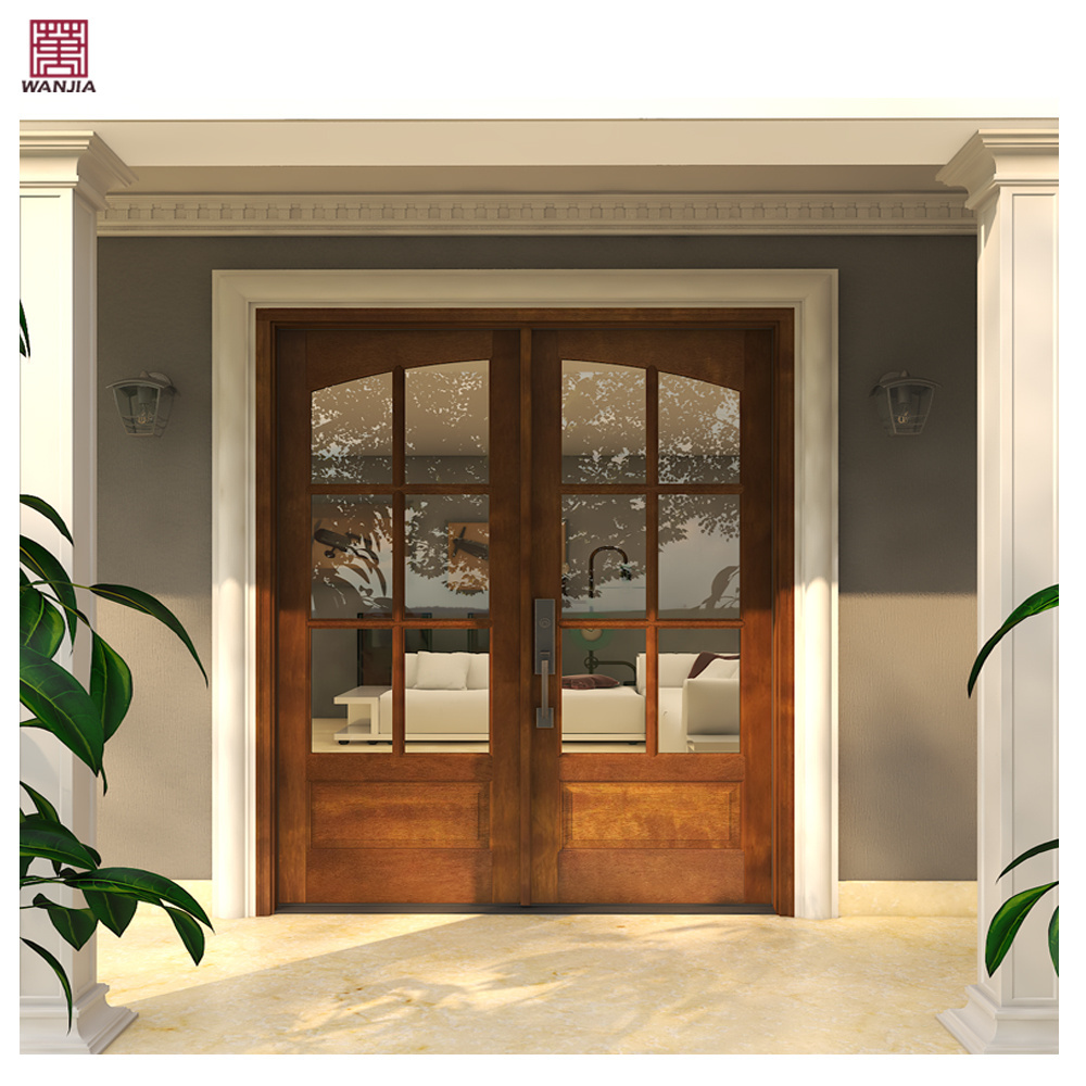 Customized High Quality Security French Entry Door Modern Design Sound Proof Hinged Double Woden Door