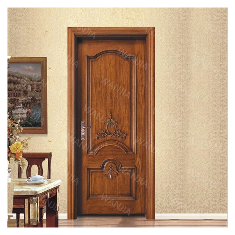 WANJIA Factory Manufacturing French Residential Exterior Security Entry Soundproofing Solid Wooden Doors