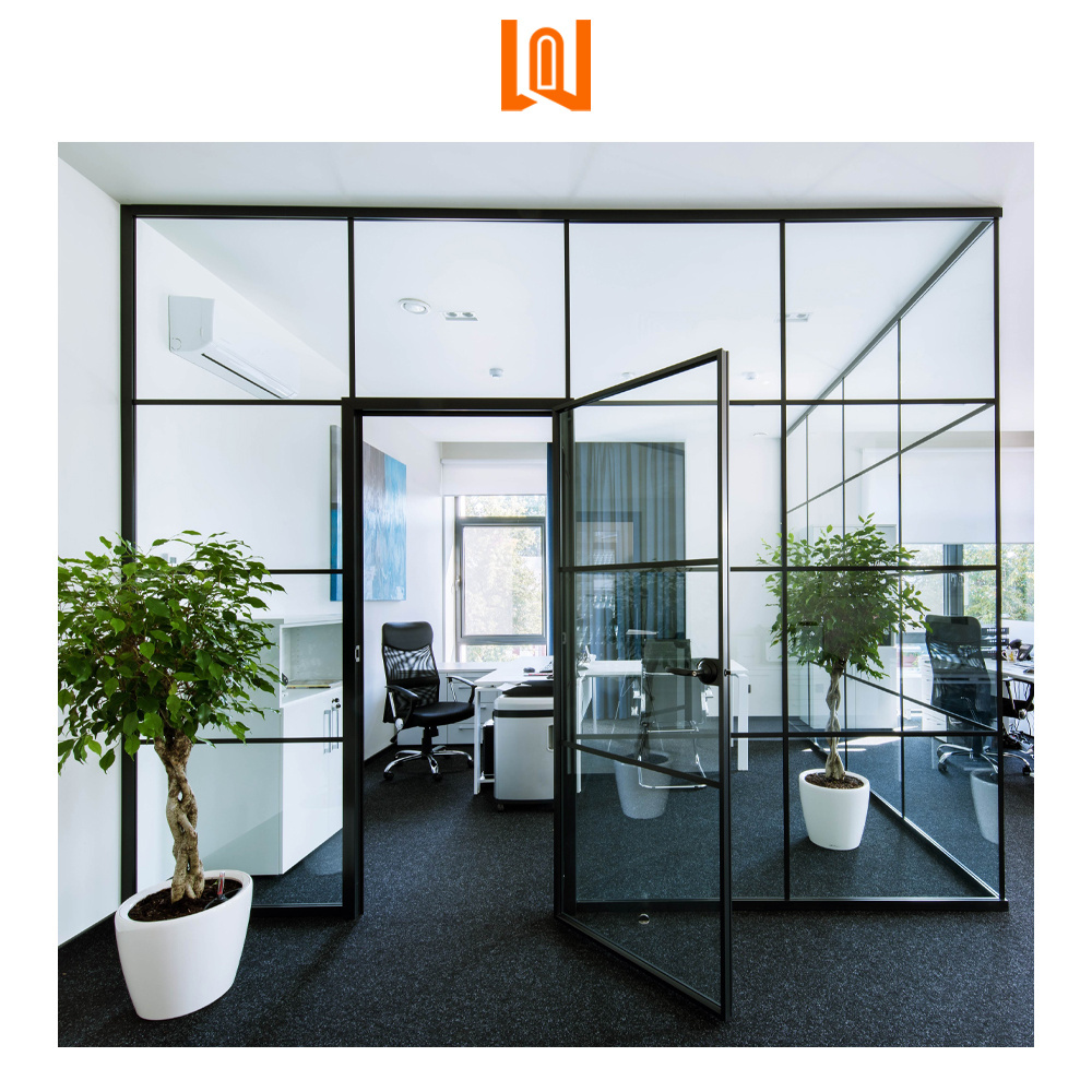 WANJIA modern commercial  office glass door indoor rooms tempered glass doors