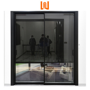 Minimalist Design Villa Patio Electric Magnetic Shutter Double Glass Aluminum Slim Sliding Door