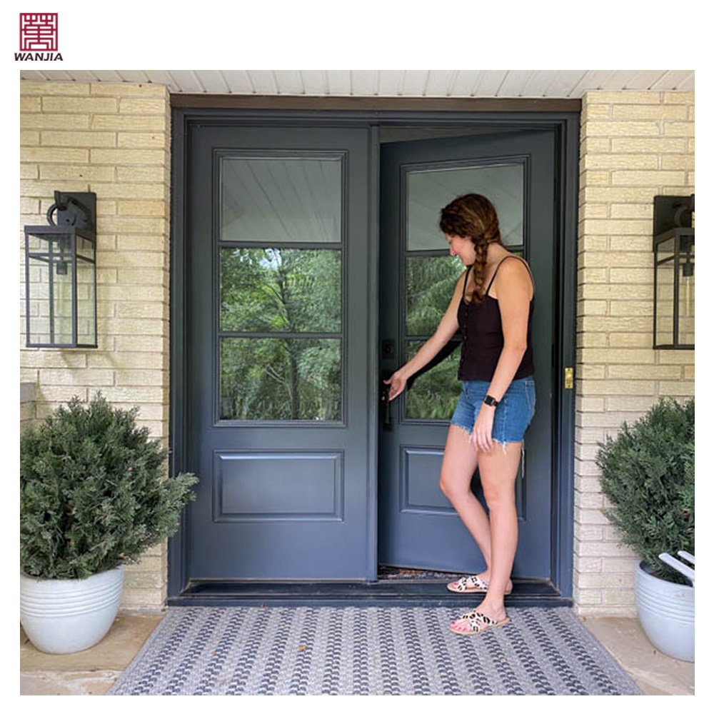 Customized High Quality Security French Entry Door Modern Design Sound Proof Hinged Double Woden Door