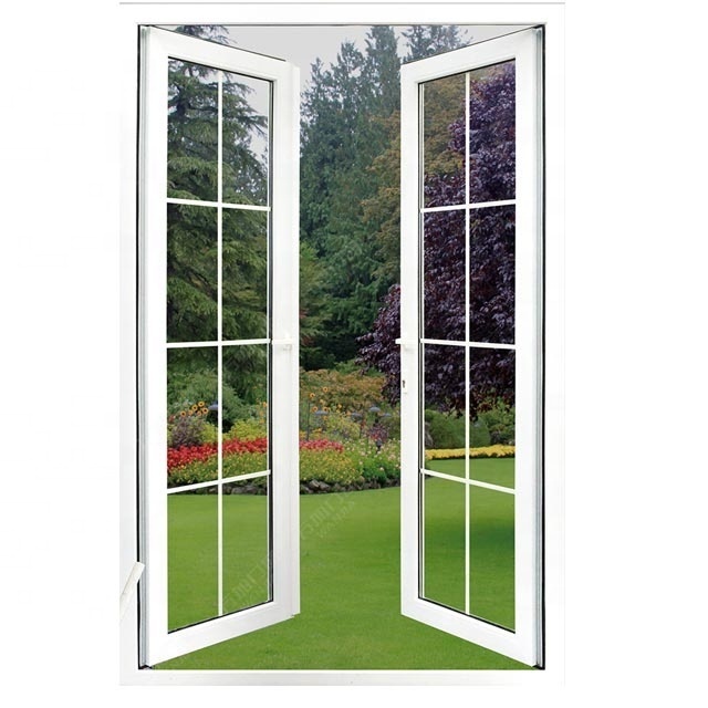 WANJIA design upvc/ pvc/ plastic glass casement/ glass double swing  doors