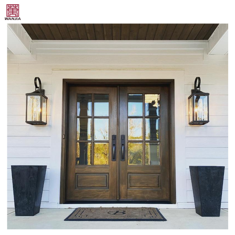 Customized High Quality Security French Entry Door Modern Design Sound Proof Hinged Double Woden Door