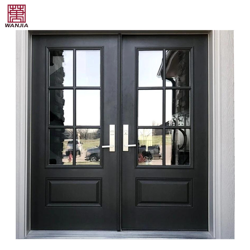 Customized High Quality Security French Entry Door Modern Design Sound Proof Hinged Double Woden Door