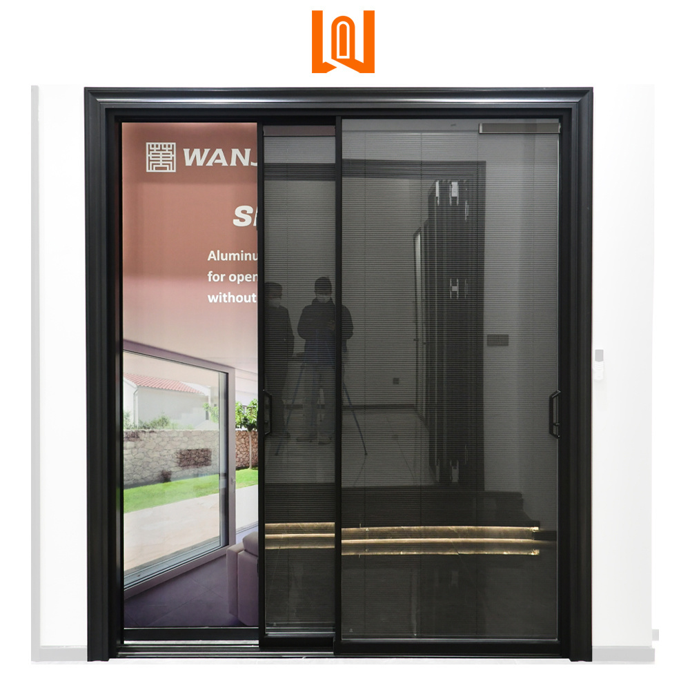 Minimalist Design Villa Patio Electric Magnetic Shutter Double Glass Aluminum Slim Sliding Door