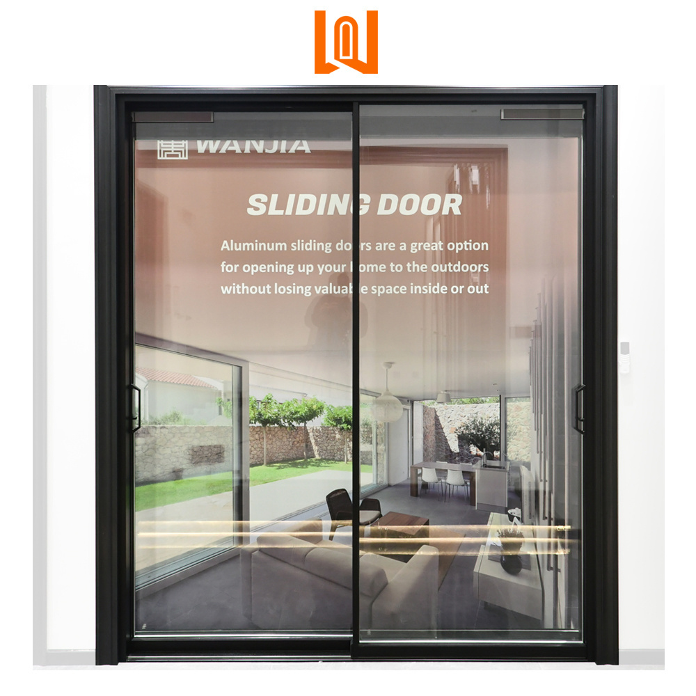 Minimalist Design Villa Patio Electric Magnetic Shutter Double Glass Aluminum Slim Sliding Door