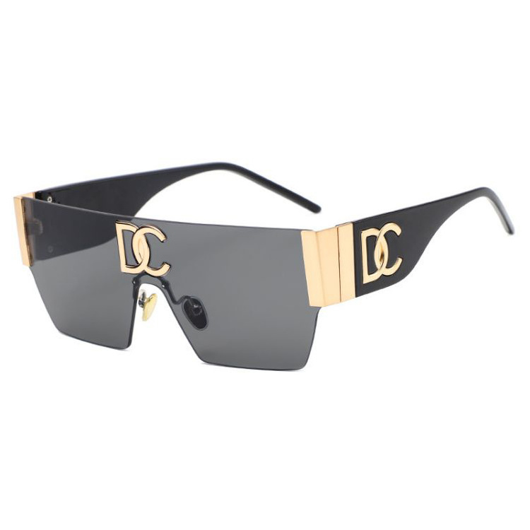 New Fashion Rimless Square DC Letter Designer Sunglasses One Piece Lens Sun Glasses Men Luxury Frameless Big Shades