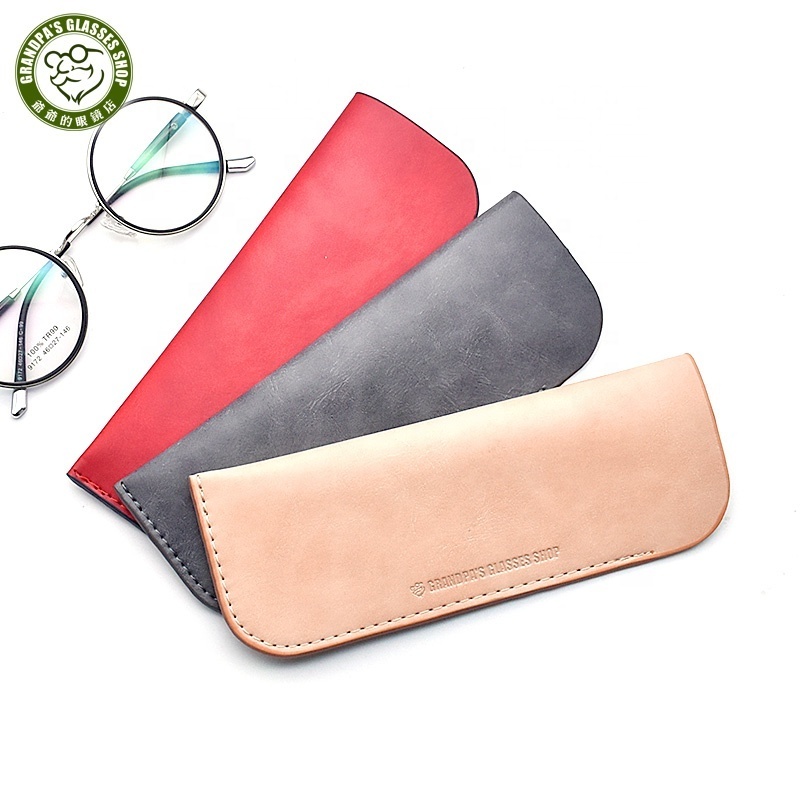 Soft Leather Small Reading Custom Glasses Storage Pouch Eyeglass Pouches Spectacle Cases for Short Sighted Optical Eyeglasses