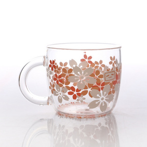 200 High Quality Single Wall High Borosilicate Cute Coffee Cup With Decal Logo Double Wall Glass Cup