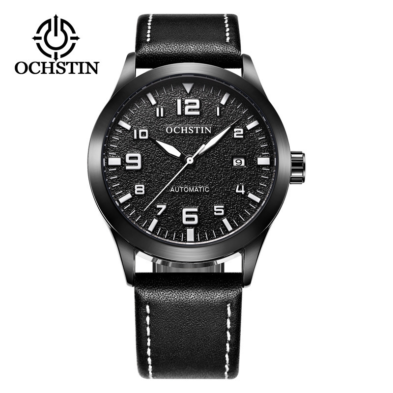 OCHSTIN Hot Selling Green Transparent Bottom Hollow Frosted 3ATM Life Waterproof Leather Mechanical Men Watch Personalized Yappy