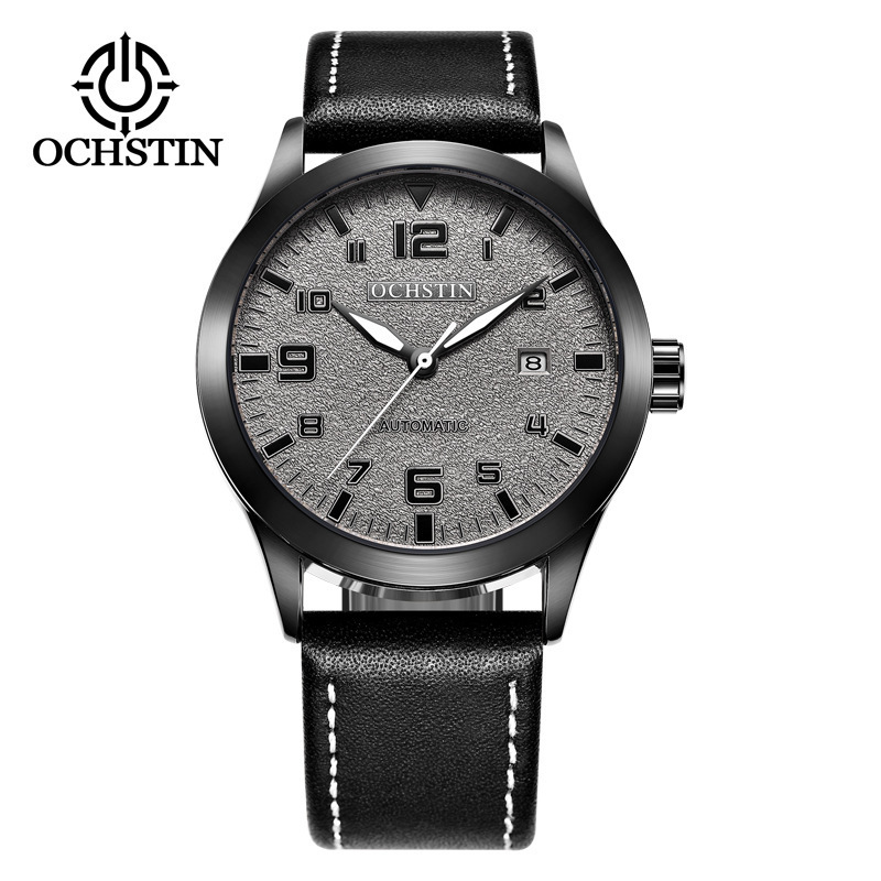 OCHSTIN Hot Selling Green Transparent Bottom Hollow Frosted 3ATM Life Waterproof Leather Mechanical Men Watch Personalized Yappy