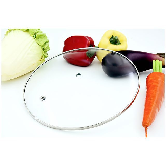 Tempered dome glass cooking lids with stainless steel rim for cookware frying pan casserole