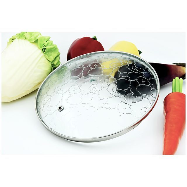 Tempered dome glass cooking lids with stainless steel rim for cookware frying pan casserole