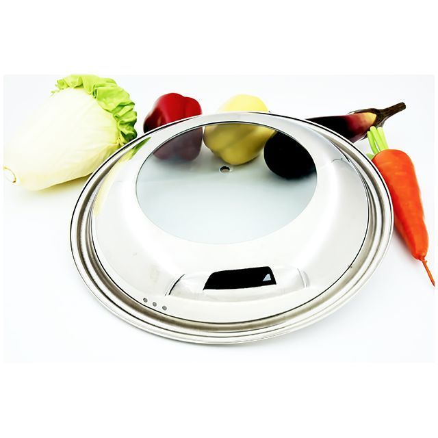 Tempered dome glass cooking lids with stainless steel rim for cookware frying pan casserole