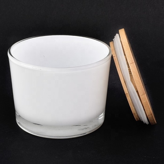 hot sales white 4 oz candle glass jar with lid Recycled Glass Candle Jars For Soy Wax Paraffin Large Clear Cylinder Empty Candle