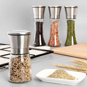 Spice Glass Jar Containers Stainless Steel Salt and Pepper Mill Plastic Manual Pepper Grinder Food Herb Grinders