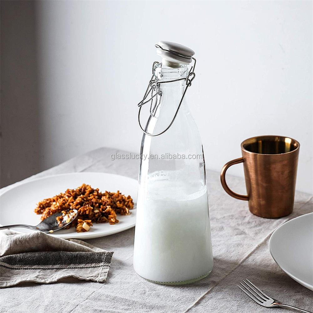 Cheap 1 liter fresh milk glass bottle and glass bottle coconut milk