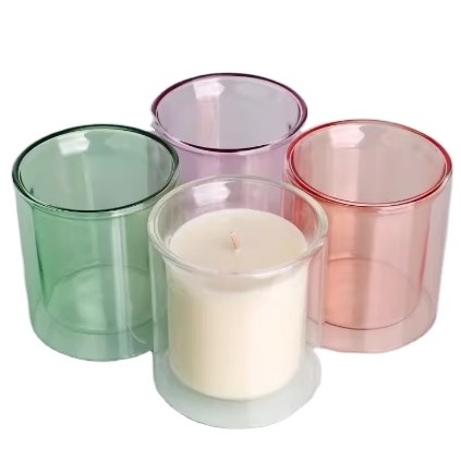 Free sample free custom simple ins double wall glass high borosilicate scented candle holder