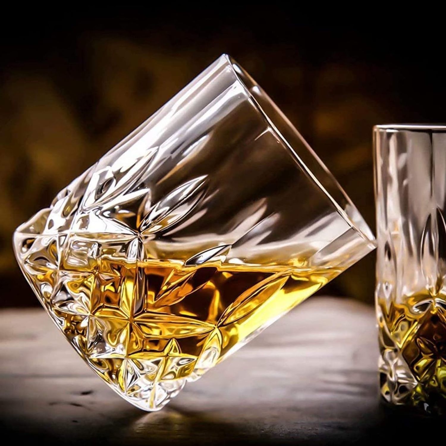 Whisky Glasses Set Lead-Free Crystal Bourbon Glasses Old Fashioned Glass Gift Set