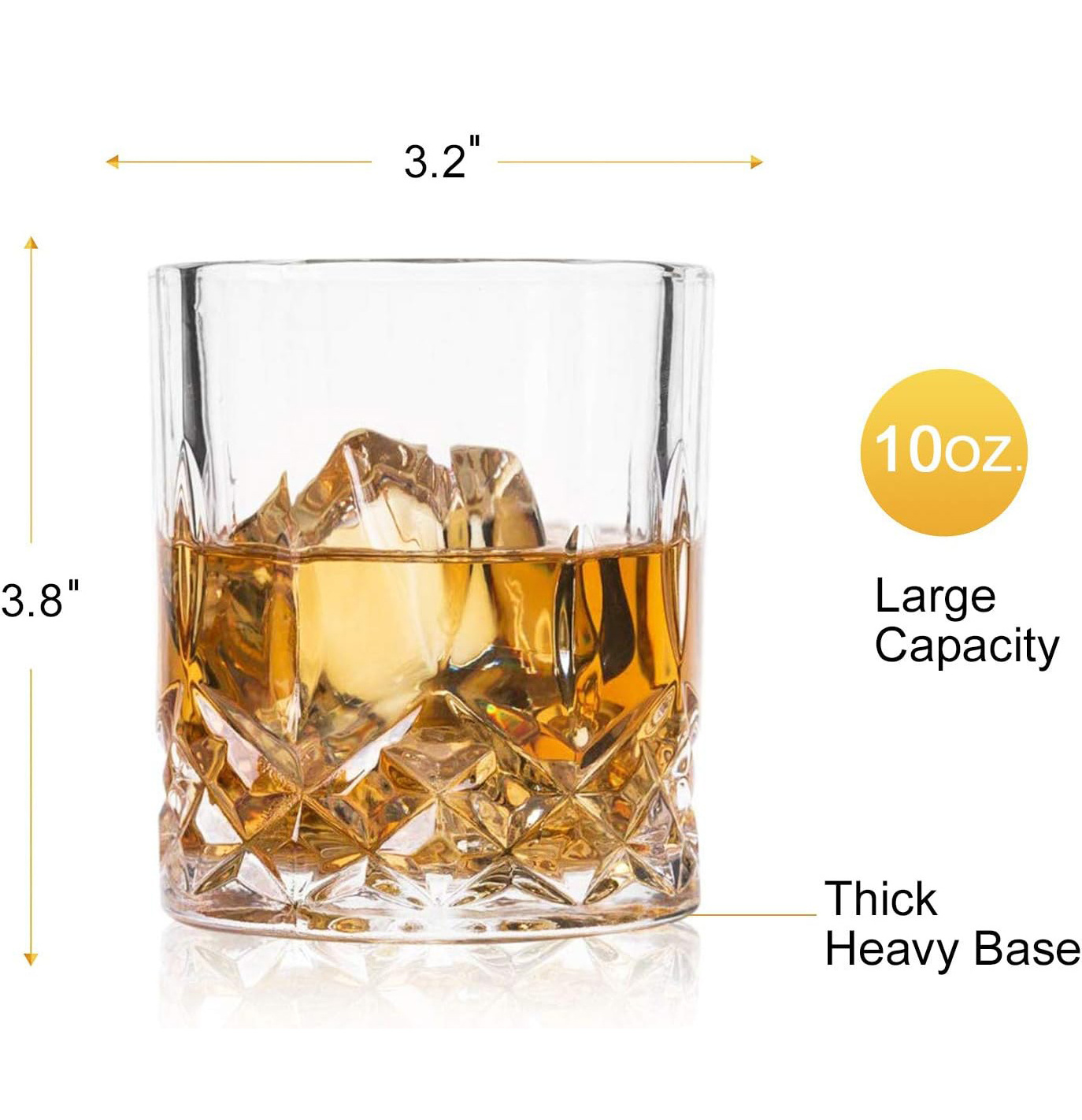 Whisky Glasses Set Lead-Free Crystal Bourbon Glasses Old Fashioned Glass Gift Set