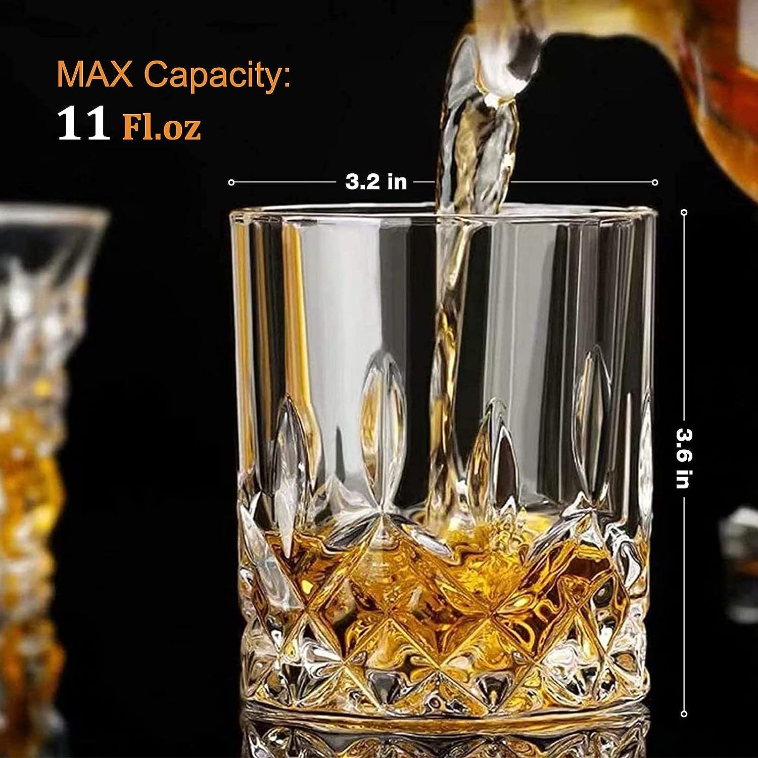 Whisky Glasses Set Lead-Free Crystal Bourbon Glasses Old Fashioned Glass Gift Set