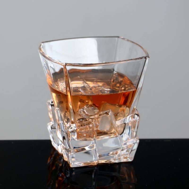 10OZ Whisky Glasses Old Fashion Square Whiskey Glass Diamond Whisky Cup