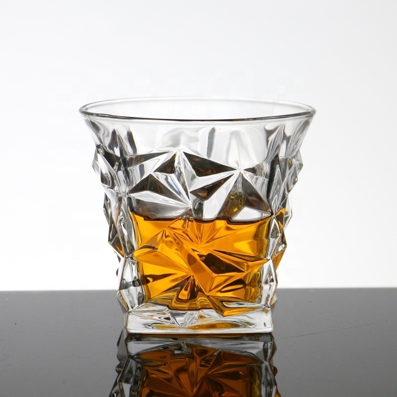 10OZ Whisky Glasses Old Fashion Square Whiskey Glass Diamond Whisky Cup