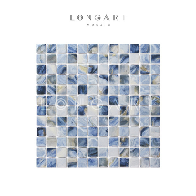 Glass Foshan Supply Blue Stone Pattern Effect Recycle Glass Mosaic Tiles Eco Friendly Glass Mosaic For Wall Pool Tiles