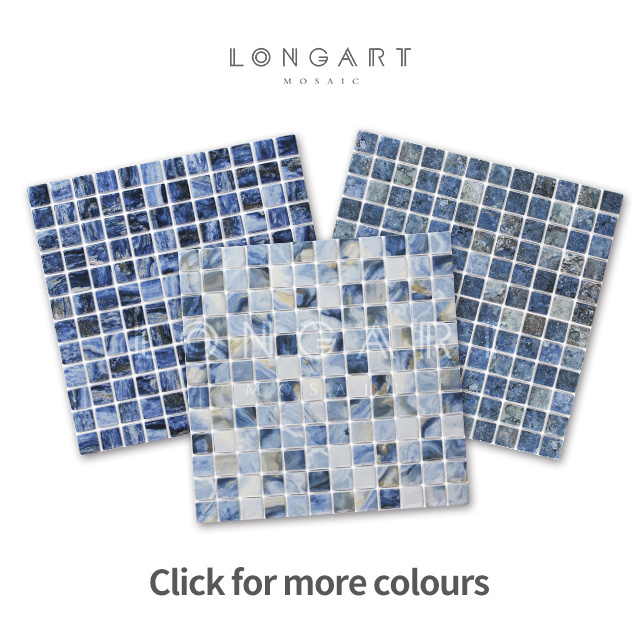 Glass Foshan Supply Blue Stone Pattern Effect Recycle Glass Mosaic Tiles Eco Friendly Glass Mosaic For Wall Pool Tiles