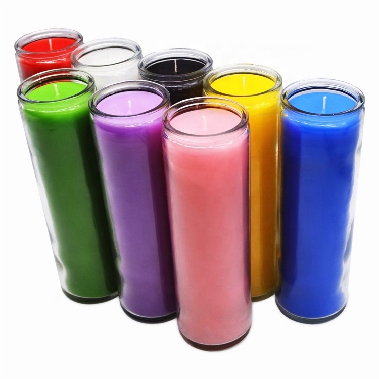 Red Yellow Blue White Black Pink Green Purple Prayer Candle, Glass Jar Candle, Bulk Colors Spiritual Religious Church