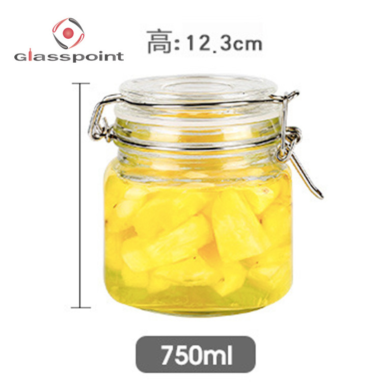 500ML Square High quality swing top glass storage jar/clip top glass jar