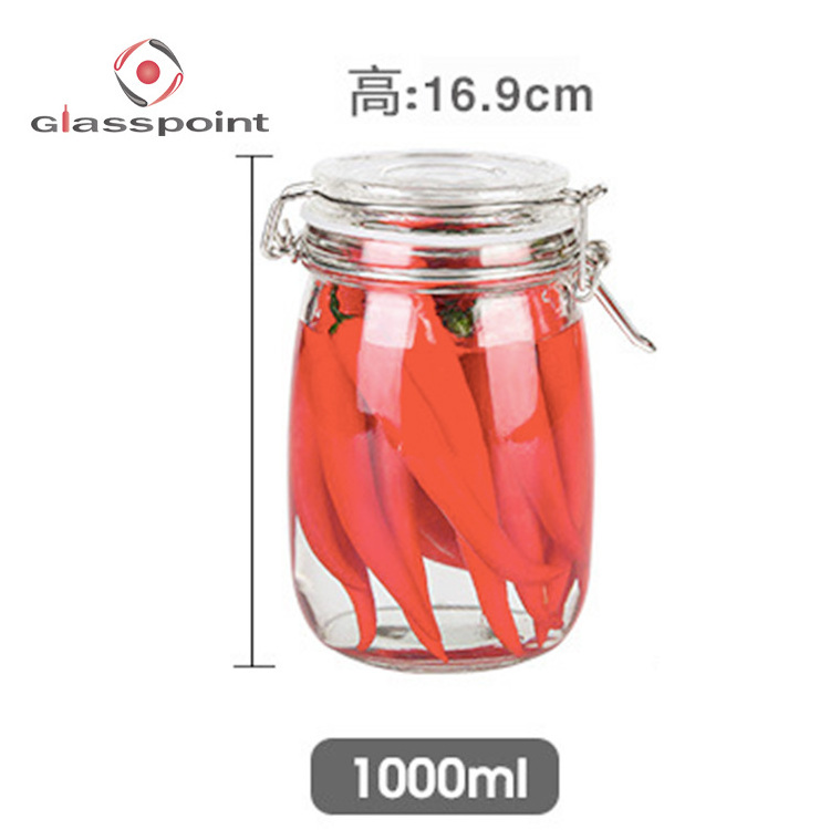 500ML Square High quality swing top glass storage jar/clip top glass jar